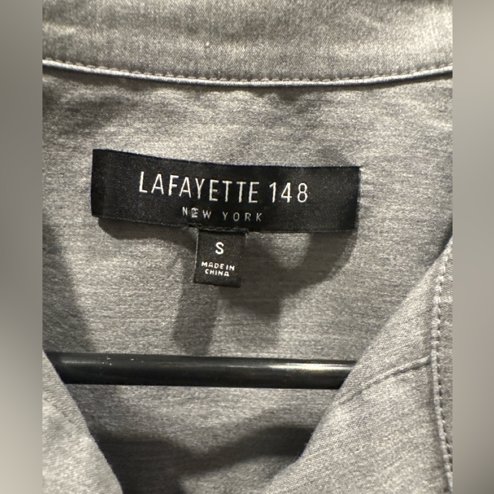 Lafayette 148 Gray Asymmetrical Stretch Cotton Tunic Blouse Size S - Picture 4 of 14